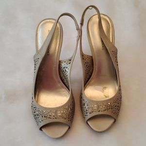 Audrey Brooke - Cork Heel Beige Pumps